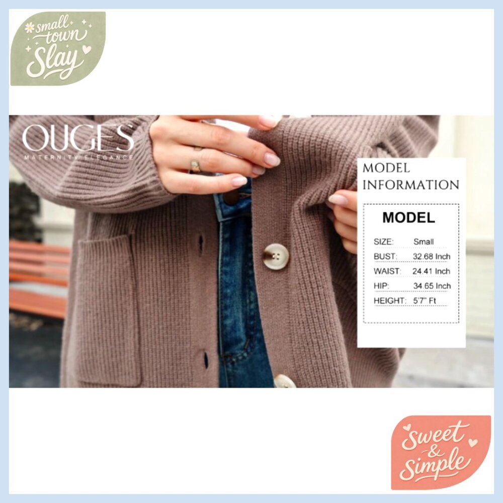 Oversized Wool Blend Cardigan with Pockets V-Neck Button Down Sweater - Picture 7 of 7